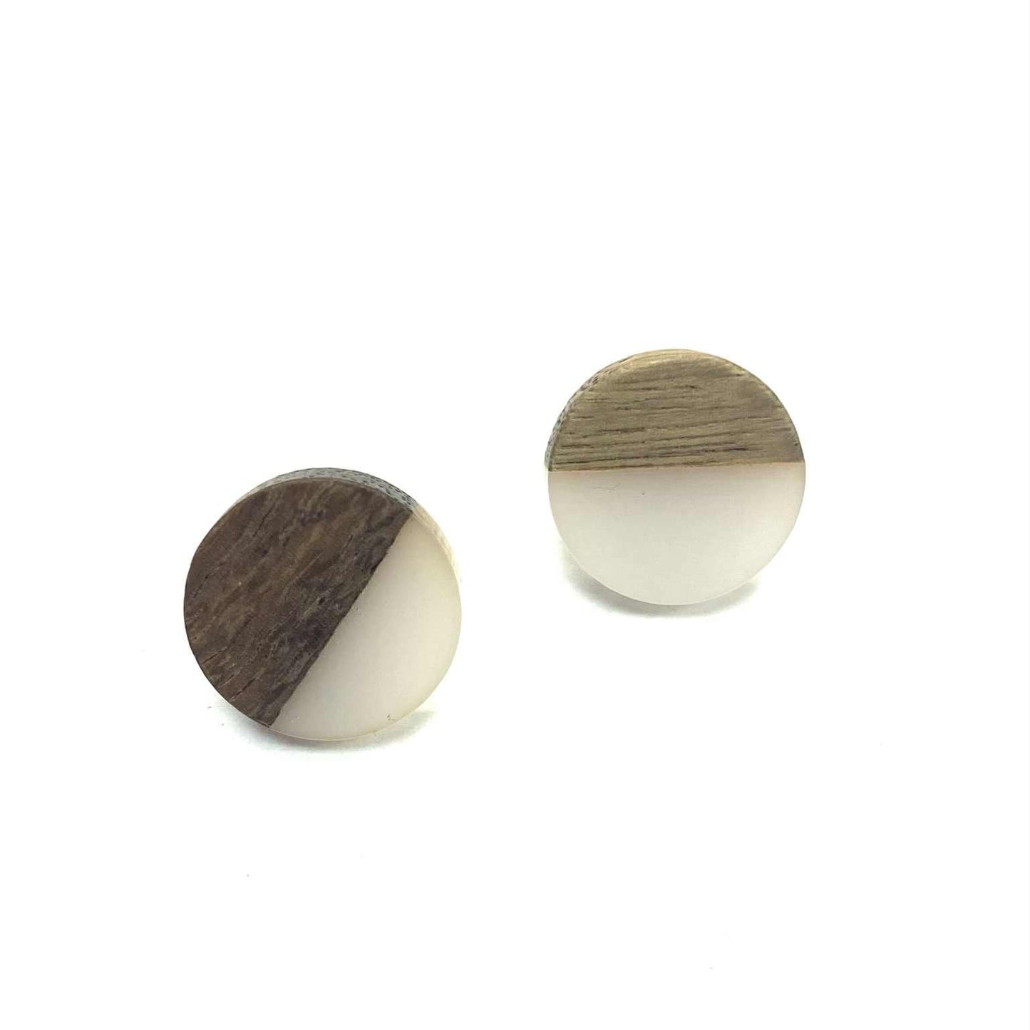 Boucles d'oreilles - Cercle de bois demi-blanc - Rouge Inox