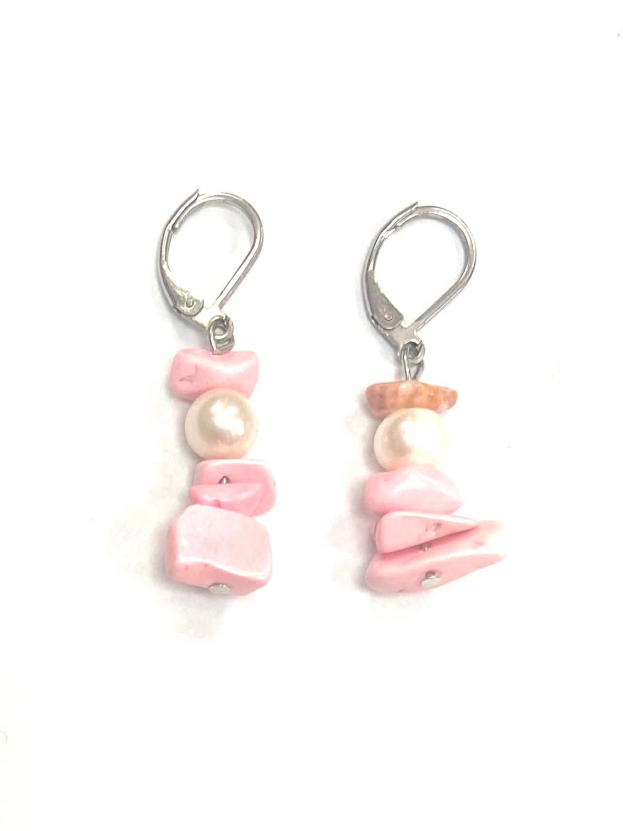 Boucles d'oreilles pierres - Turquoise (teinte) - Rose - (2 Variantes) - Rouge Bijoux