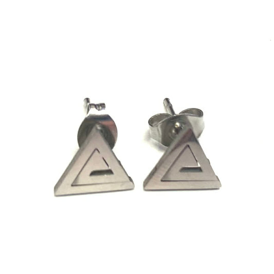Earrings - Small silver triangle - Red stainless steel