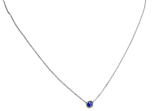 Collier petite pierre bleu foncé - Rouge Inox