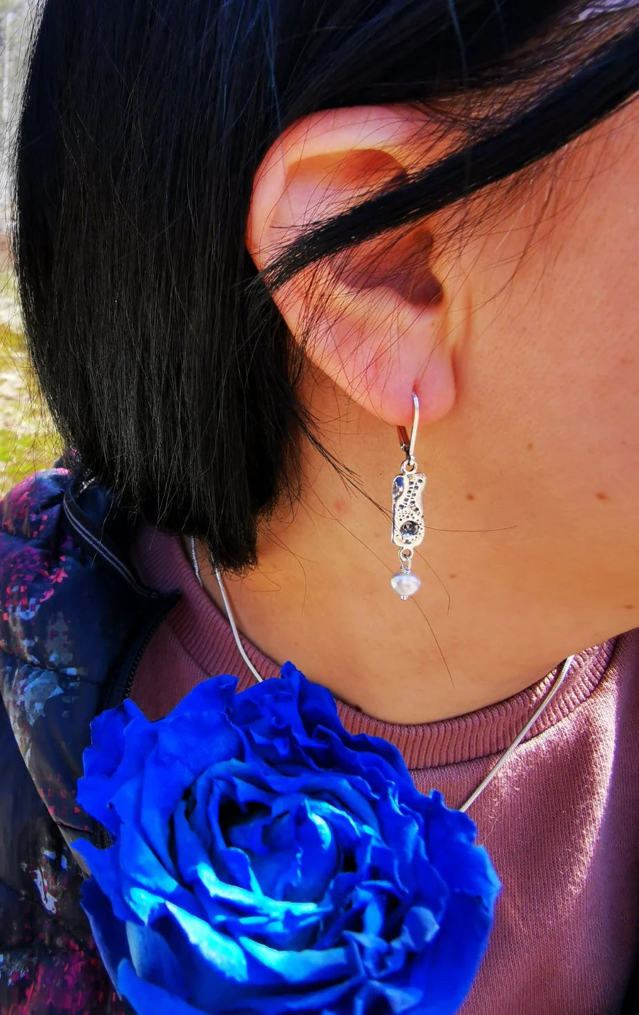 FLEUR DE MER earrings, freshwater pearl - sterling silver - Marie-Ève ​​Bordeleau