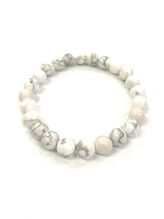 Bracelet - Blanc - fissures grises - Pierres - Rouge Bijoux