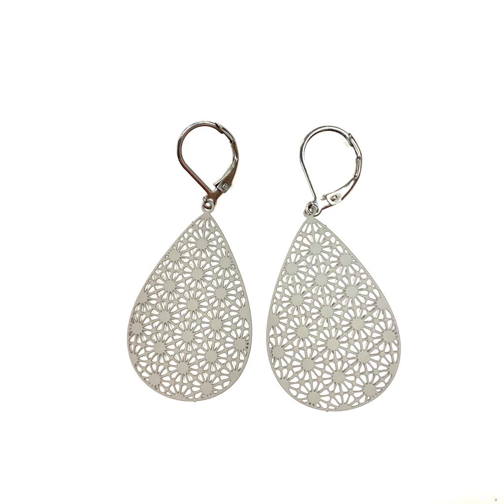 Boucles d'oreilles - Goutte géométrique colorée- Rouge Inox - 5 couleurs différentes