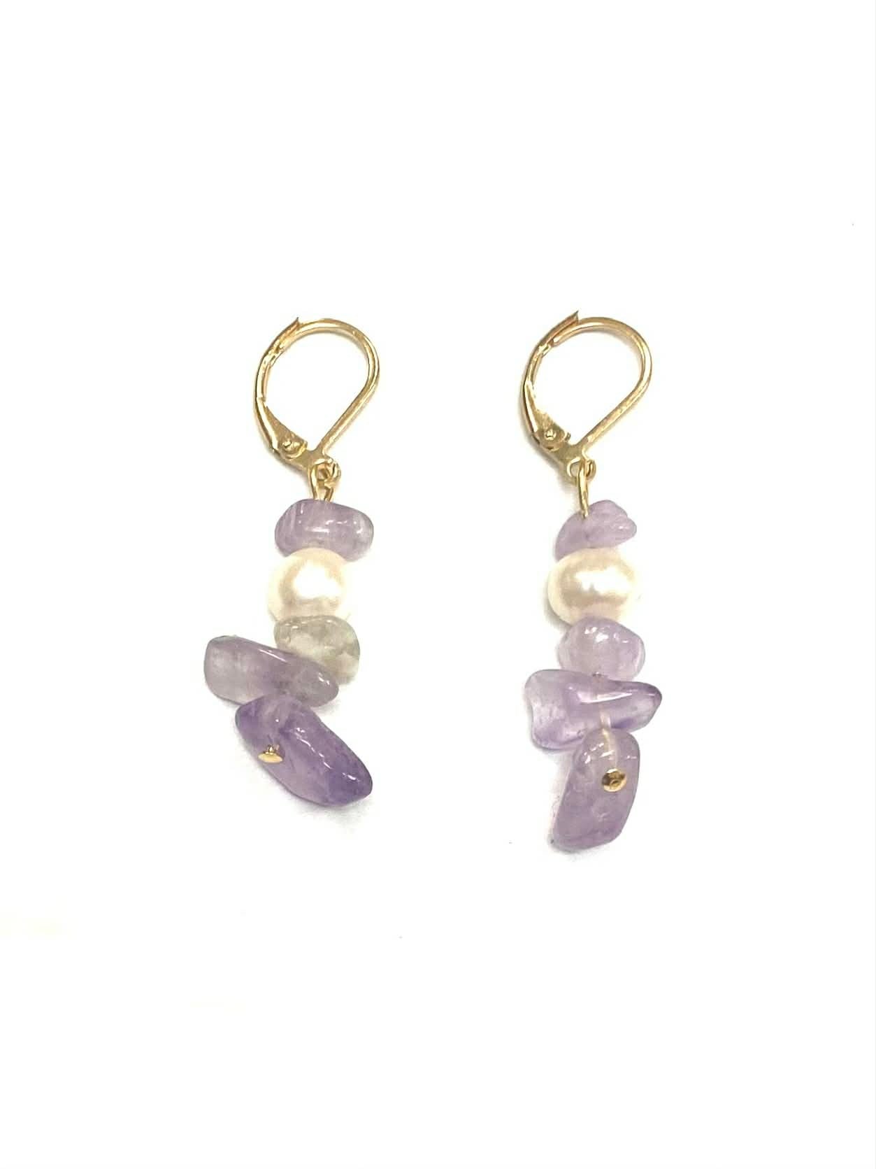 Boucles d'oreilles pierres - Jade - Mauve (2 Variantes) - Rouge Bijoux
