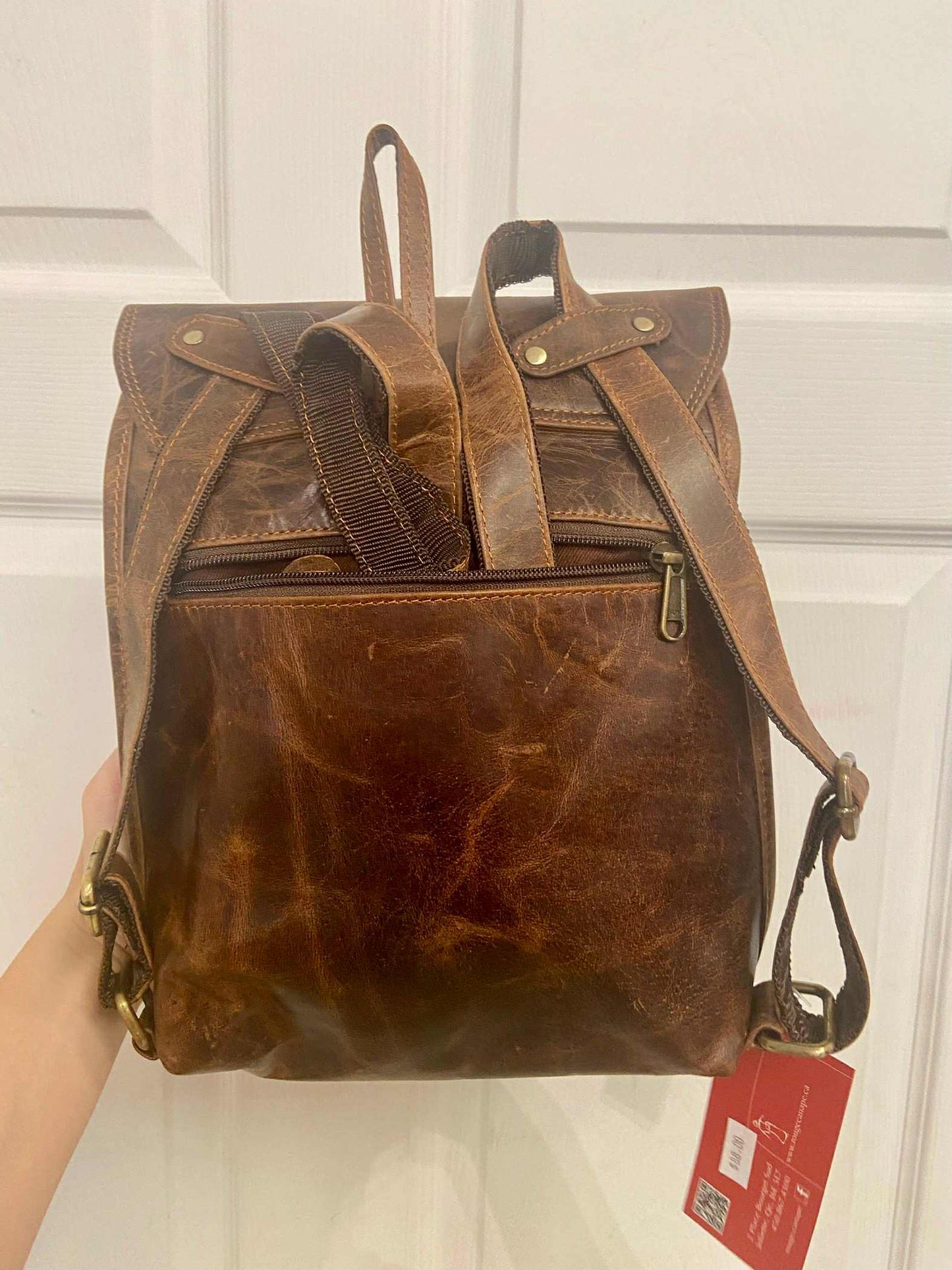 Sac à dos tout cuir - 5 couleurs offertes - Rouge Import