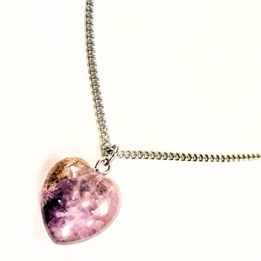 Collier Inox Coeur - Améthyste - Rouge Inox