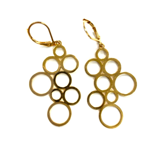 Boucles d'oreilles - Ronds multiples - Or - Rouge Inox