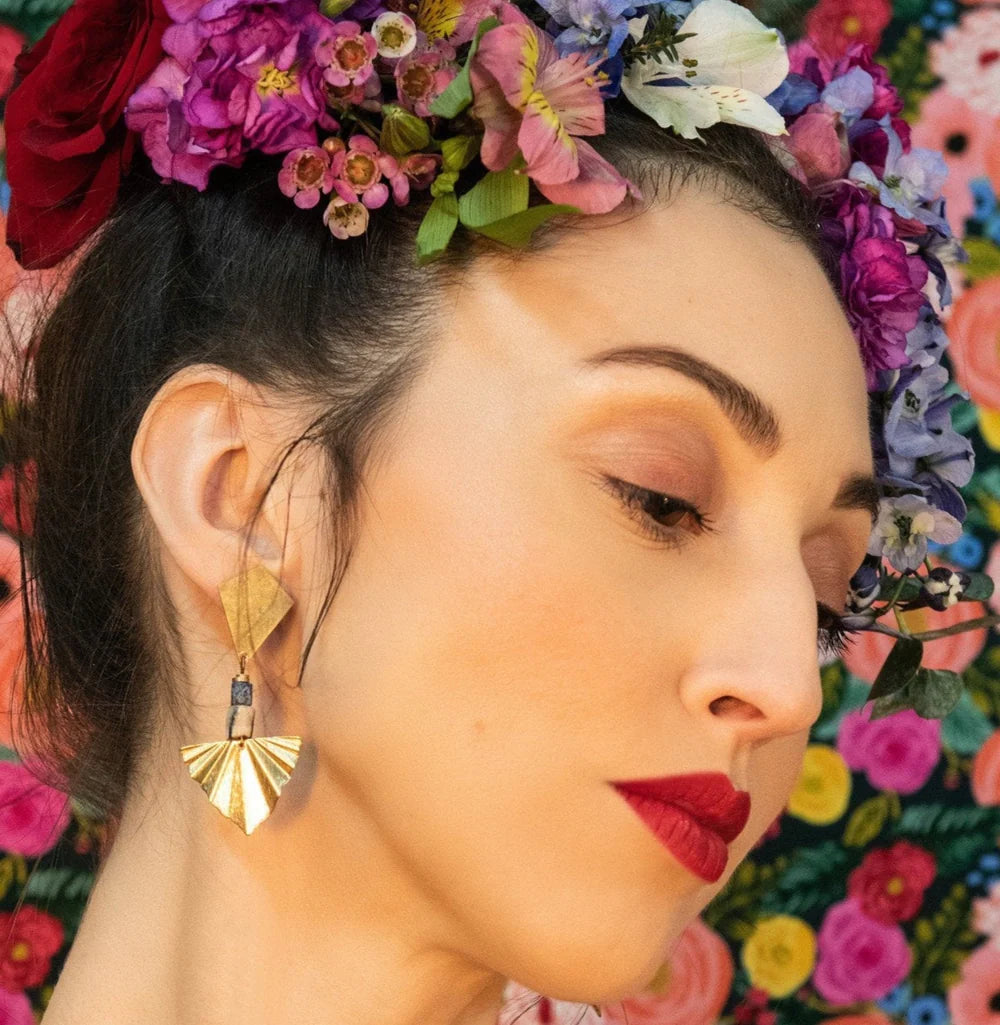 Boucles d'oreilles Alexandria - Rayures bleues - KAZAK