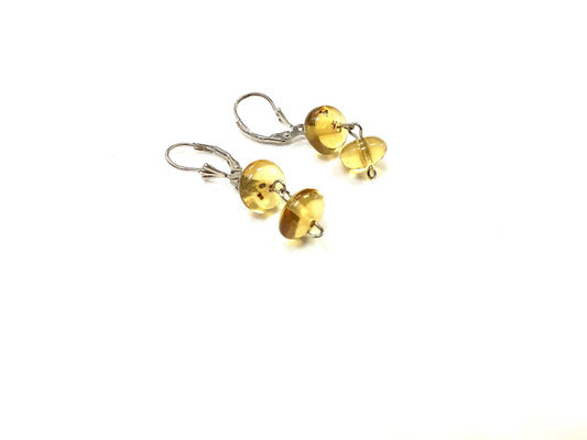 Boucles d'oreilles Double - Ambre - Rouge Argent 925