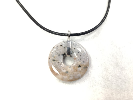 Collier en jaspe - Granite - Rouge Argent 925