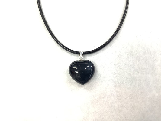 Collier en pierre d'oeil de tigre bleu- Coeur - Rouge Argent 925