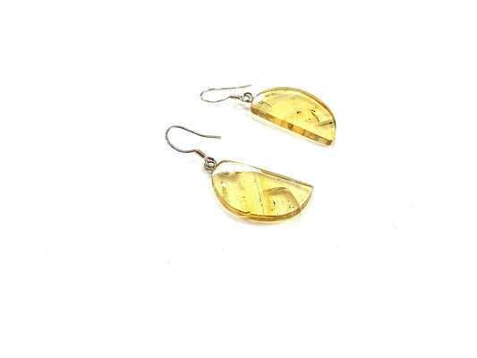 Boucles d'oreilles Demi-Lune - Ambre - Rouge Argent 925