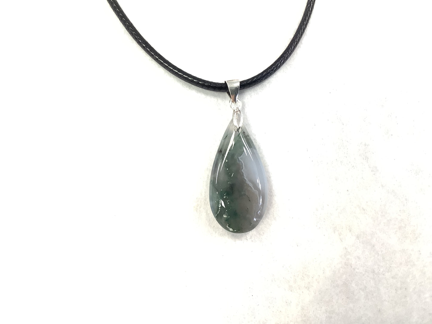 Collier en jaspe - Pierre verte - Rouge Argent 925