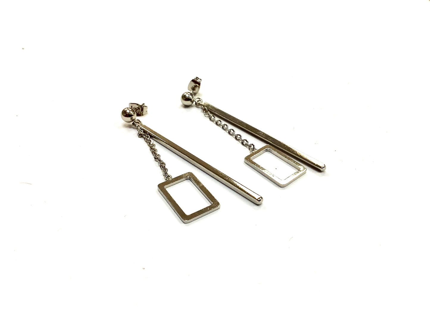 Boucles d'oreilles Shania - Argent - Rouge Inox
