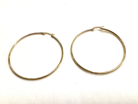 Anneaux 60 mm - 2 variantes - Or ou Or Rose - Rouge Inox
