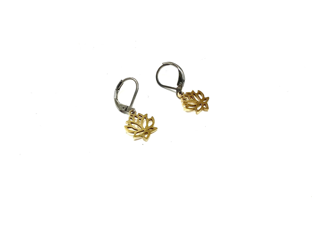 Boucles d'oreilles Lotus - Or - Rouge Inox