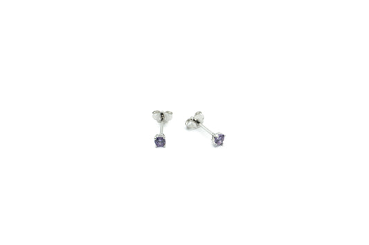 Boucles d'oreilles - Rond 3mm -  Juin (Mauve-Alexandrite) - Rouge Argent 9.25