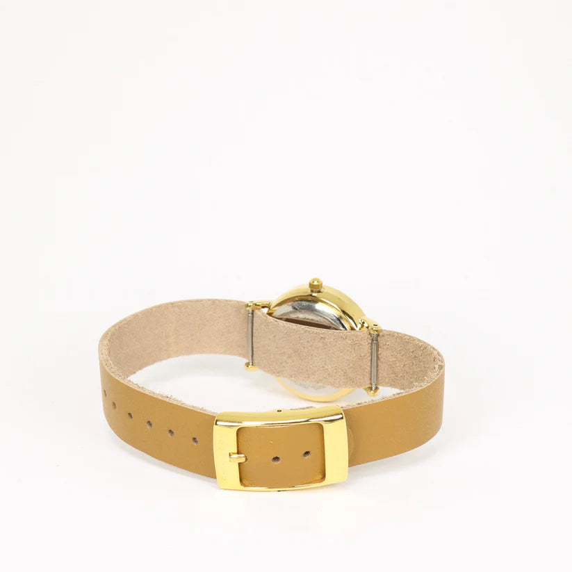 Montre femme tan - noir et or