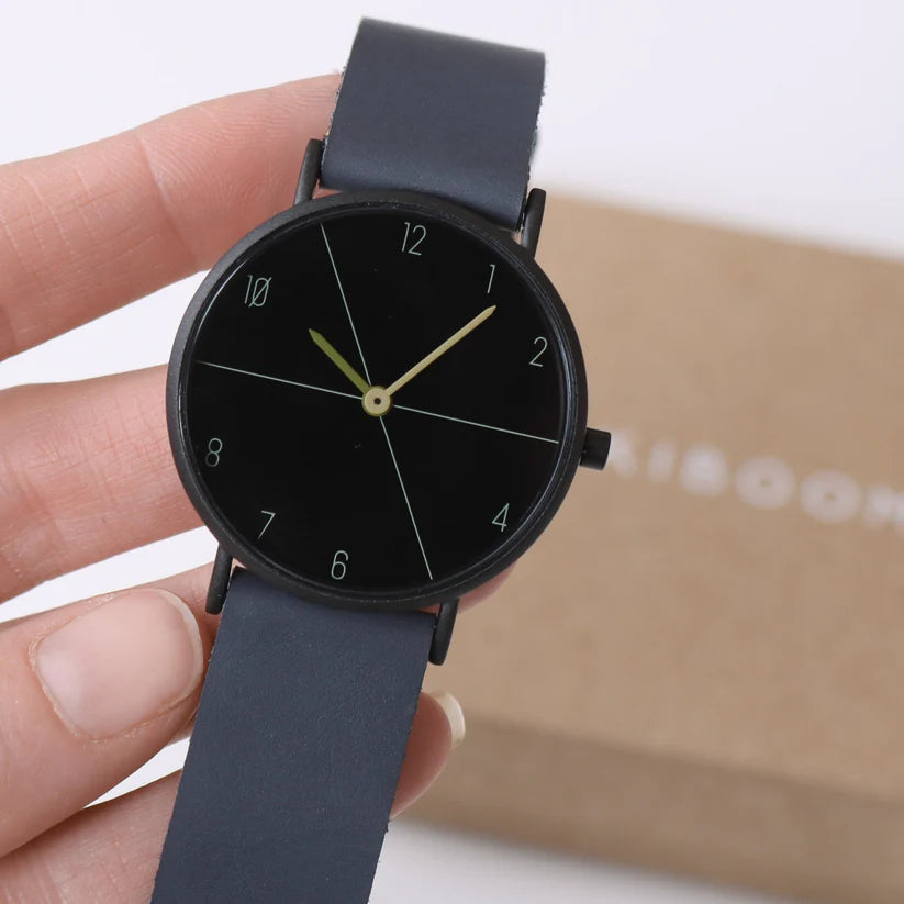 Montre bleu-gris - noir mat