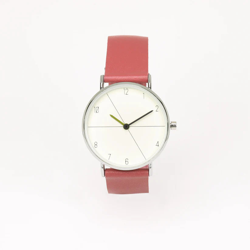 Montre rose foncé - blanc crème