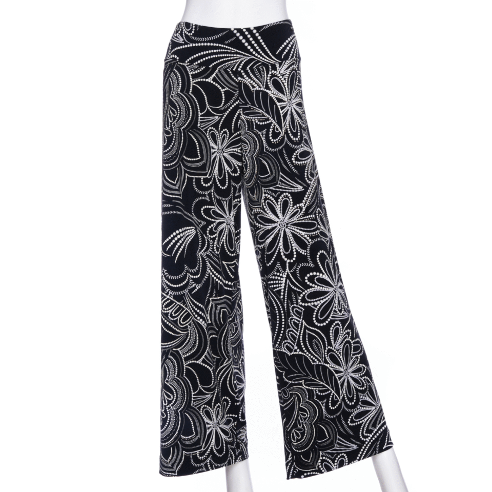 Palazo coco Floral noir et blanc