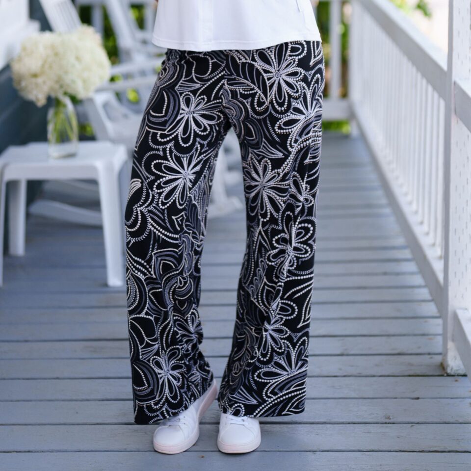 Palazo coco Floral noir et blanc