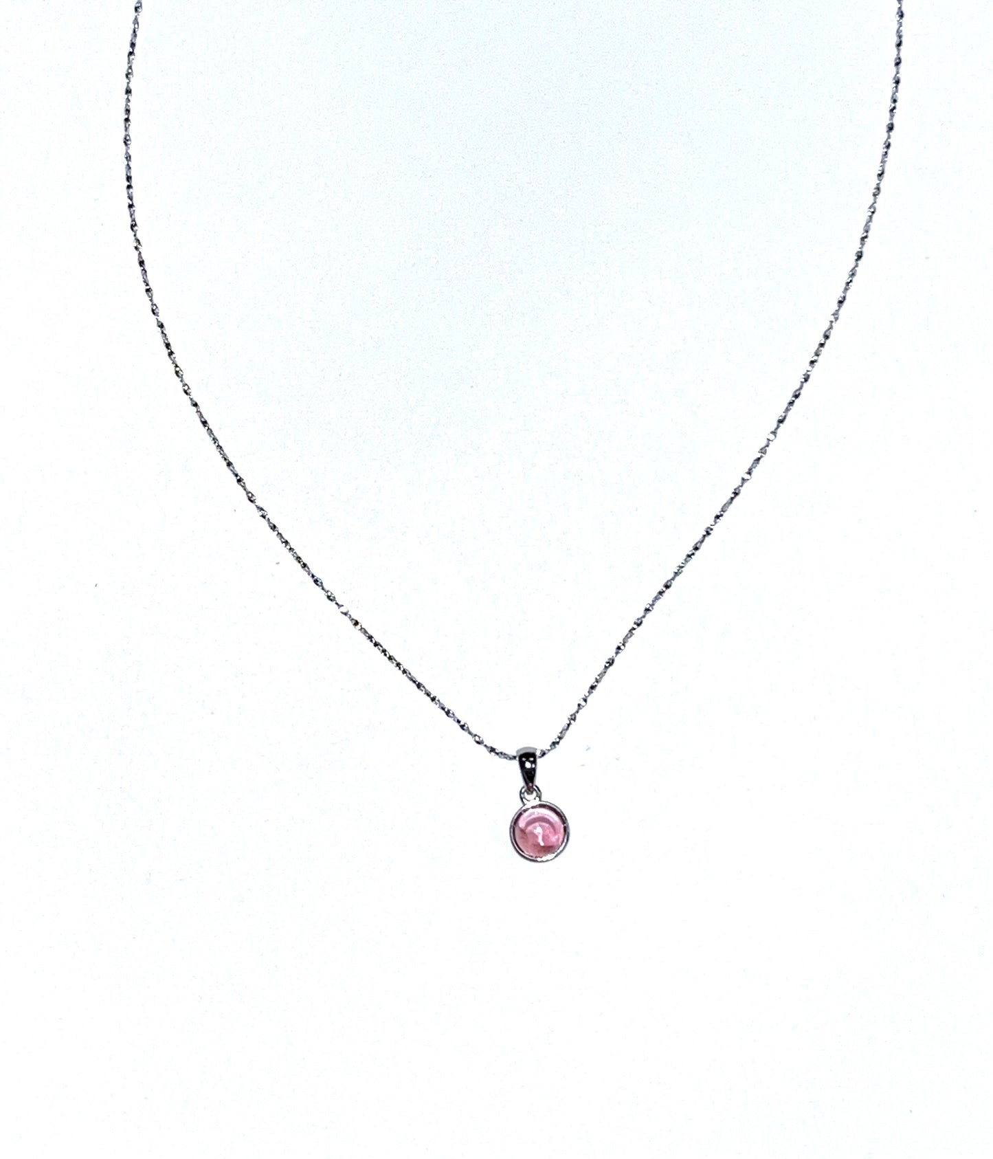 Pink Stone Pendant - Red 925 Silver