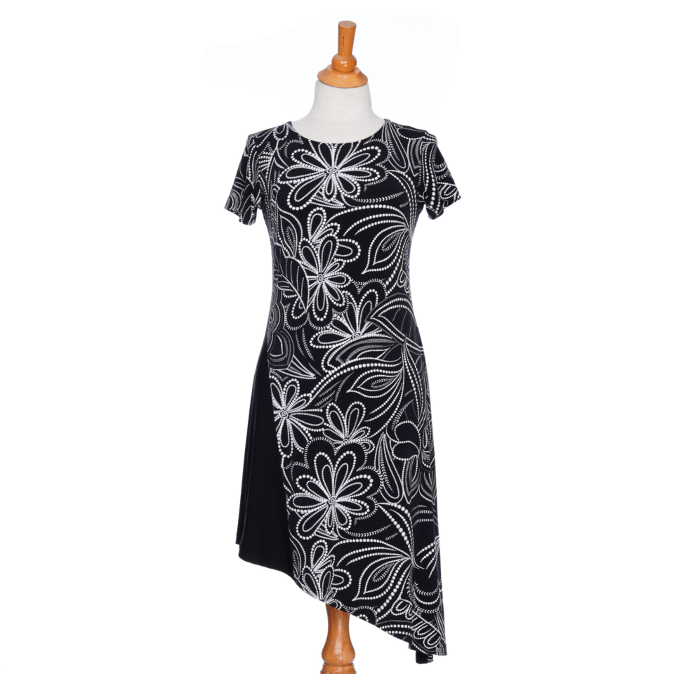 Robe Kir royal Floral noir et blanc - Rien ne se perd