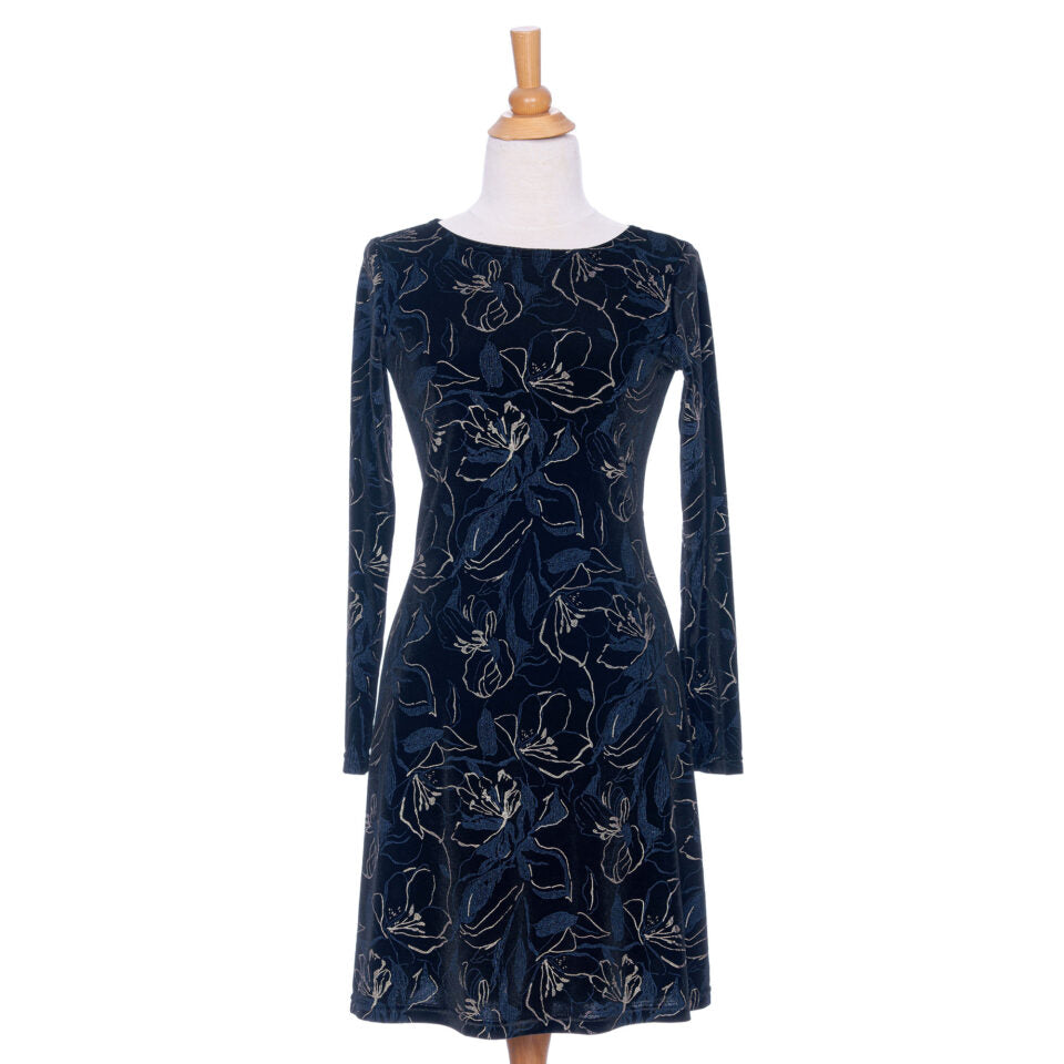 Robe Larix - Velours noir, marine et or - Rien ne se perd