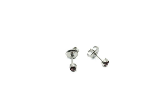Earrings - Mauve - Silver - Red Stainless Steel