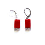 Earrings - Mosaic on glass - Opaque red - Créart