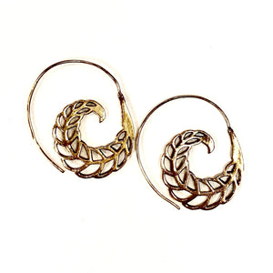 Boucles d'oreilles C25 - Anneau de Feuilles Or