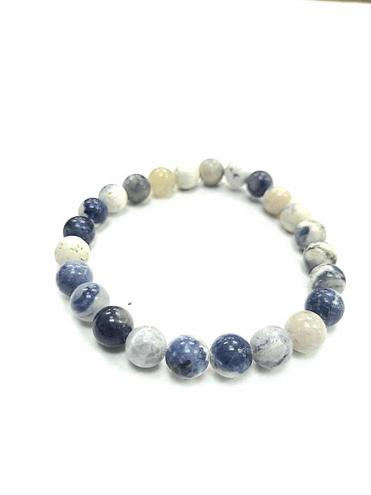 Bracelet - Sodalite - bleu - blanc- Rouge Bijoux