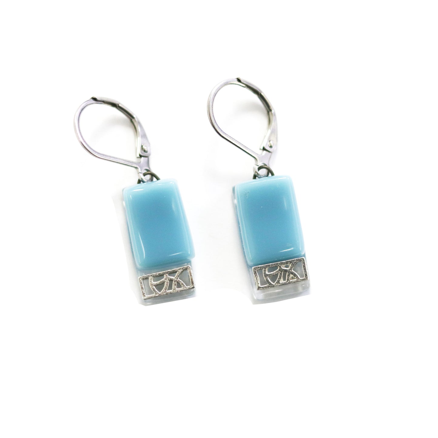 Boucles d’oreilles Mosaik sur verre - Bleu Poudre - Créart
