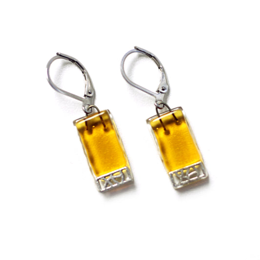 Boucles d’oreilles Mosaik sur verre - Jaune - Créart