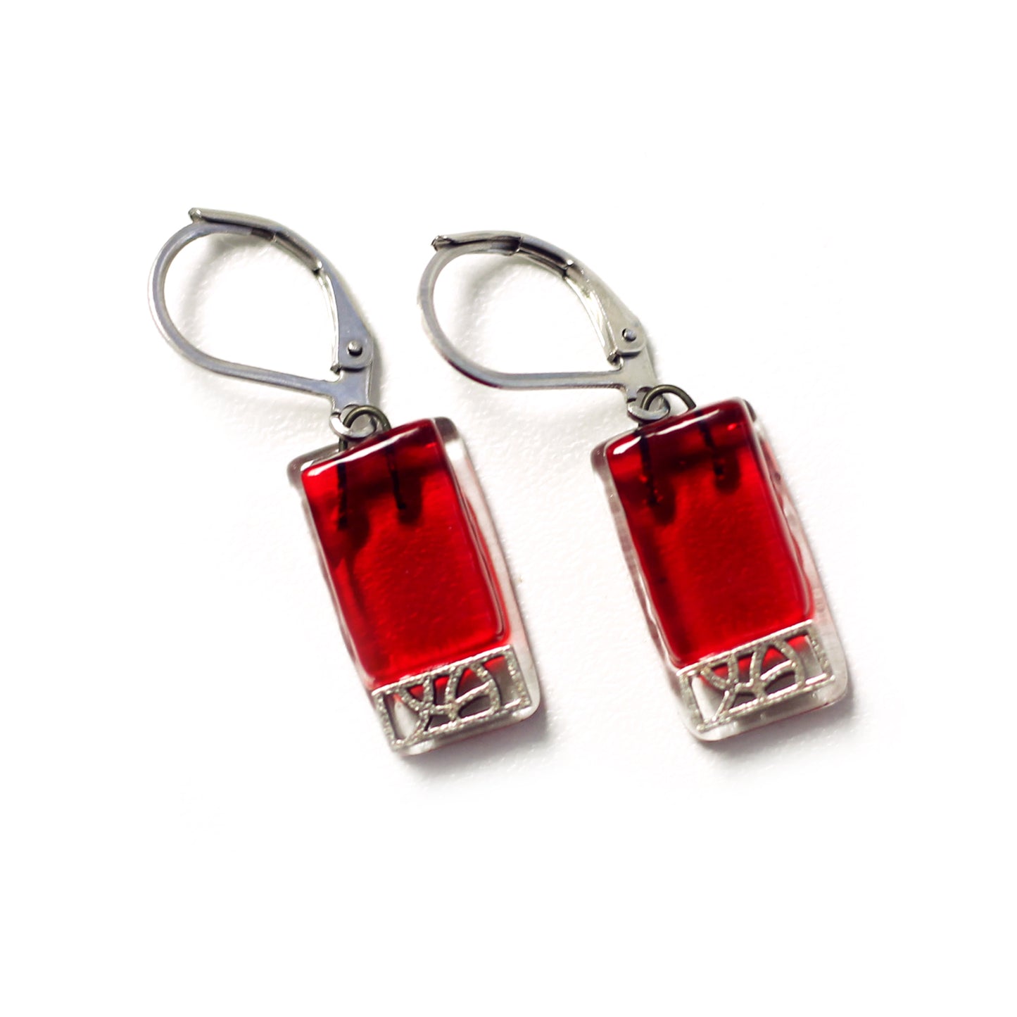 Boucles d’oreilles Mosaik sur verre - Rouge - Créart
