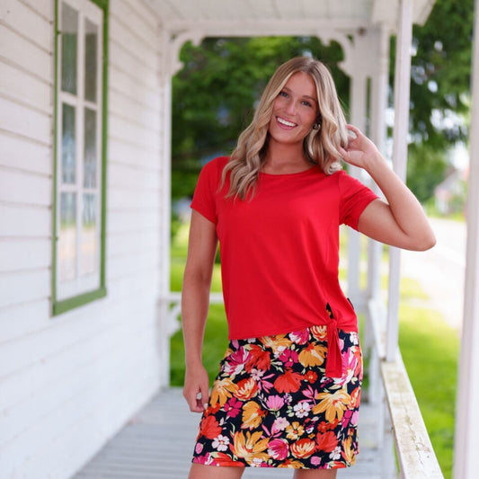 T-shirt tropical Rouge