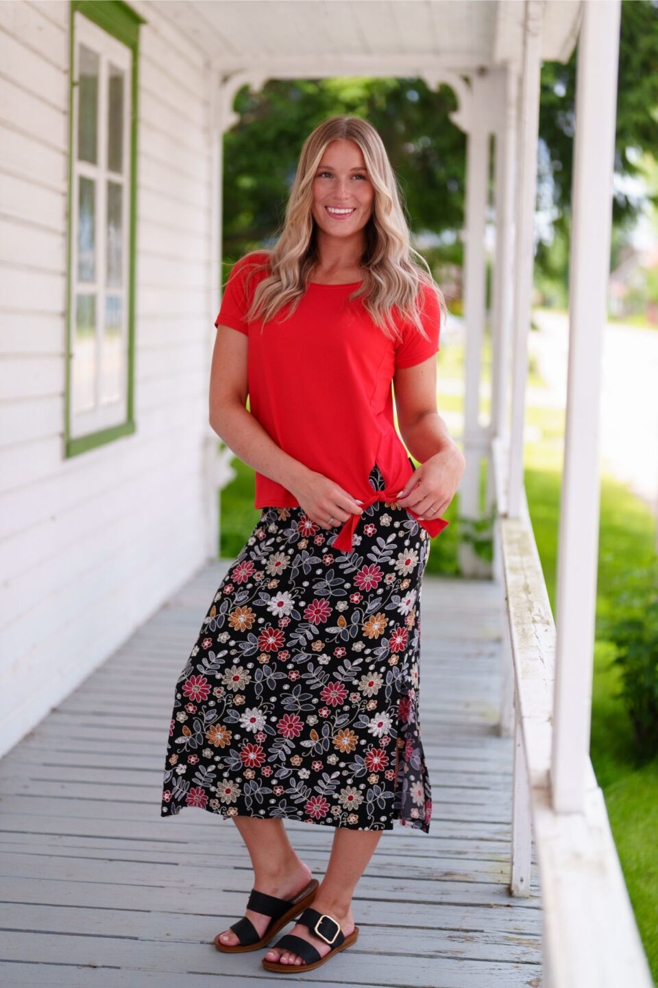 T-shirt tropical Rouge