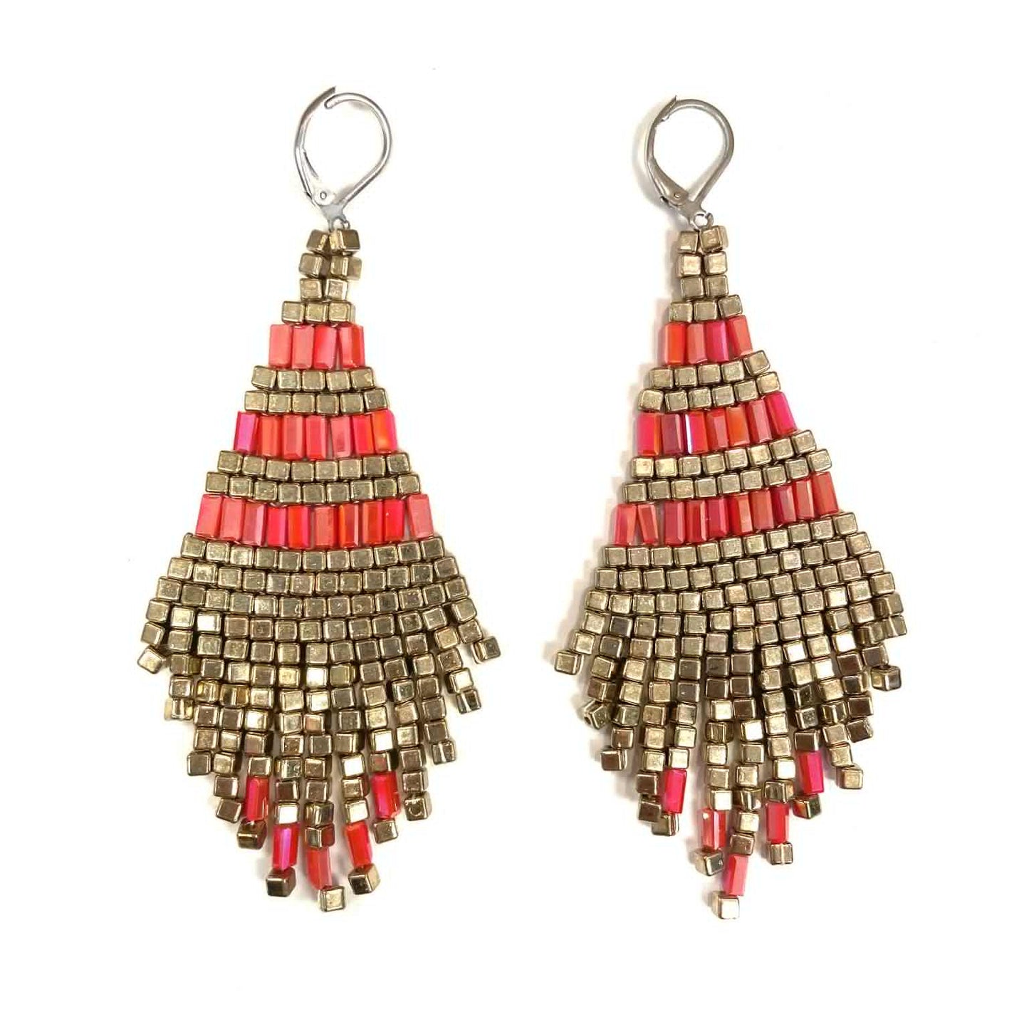 Boucles d'oreilles - Perlage - Métallique or - 3 couleurs offertes - Rouge Inox