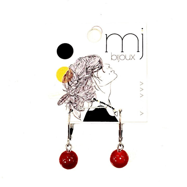 Boucles d'oreilles - Bille en pierre - Rouge - MJ Bijoux
