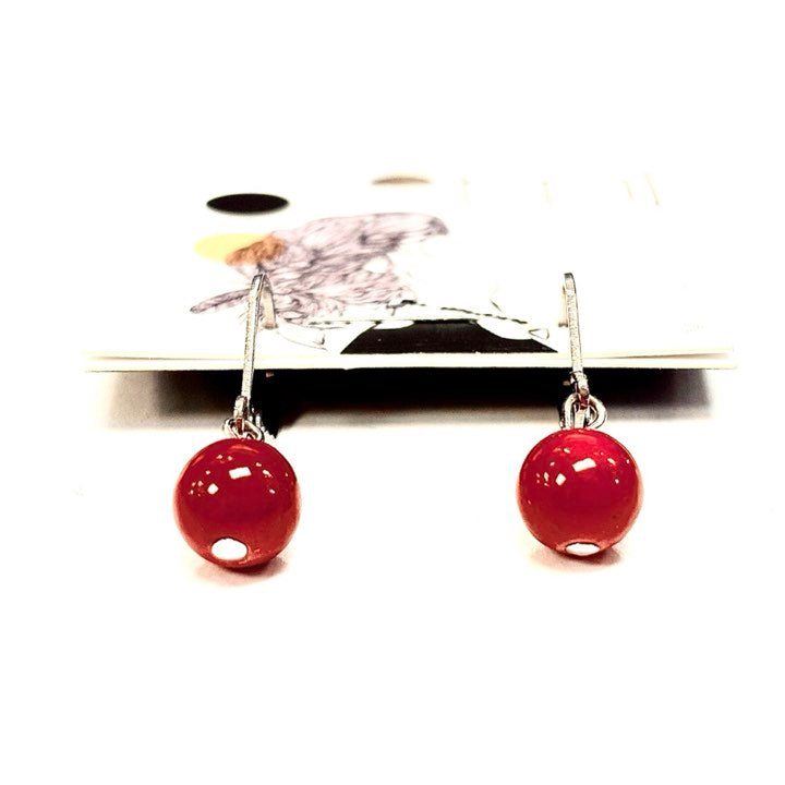 Boucles d'oreilles - Bille en pierre - Rouge - MJ Bijoux