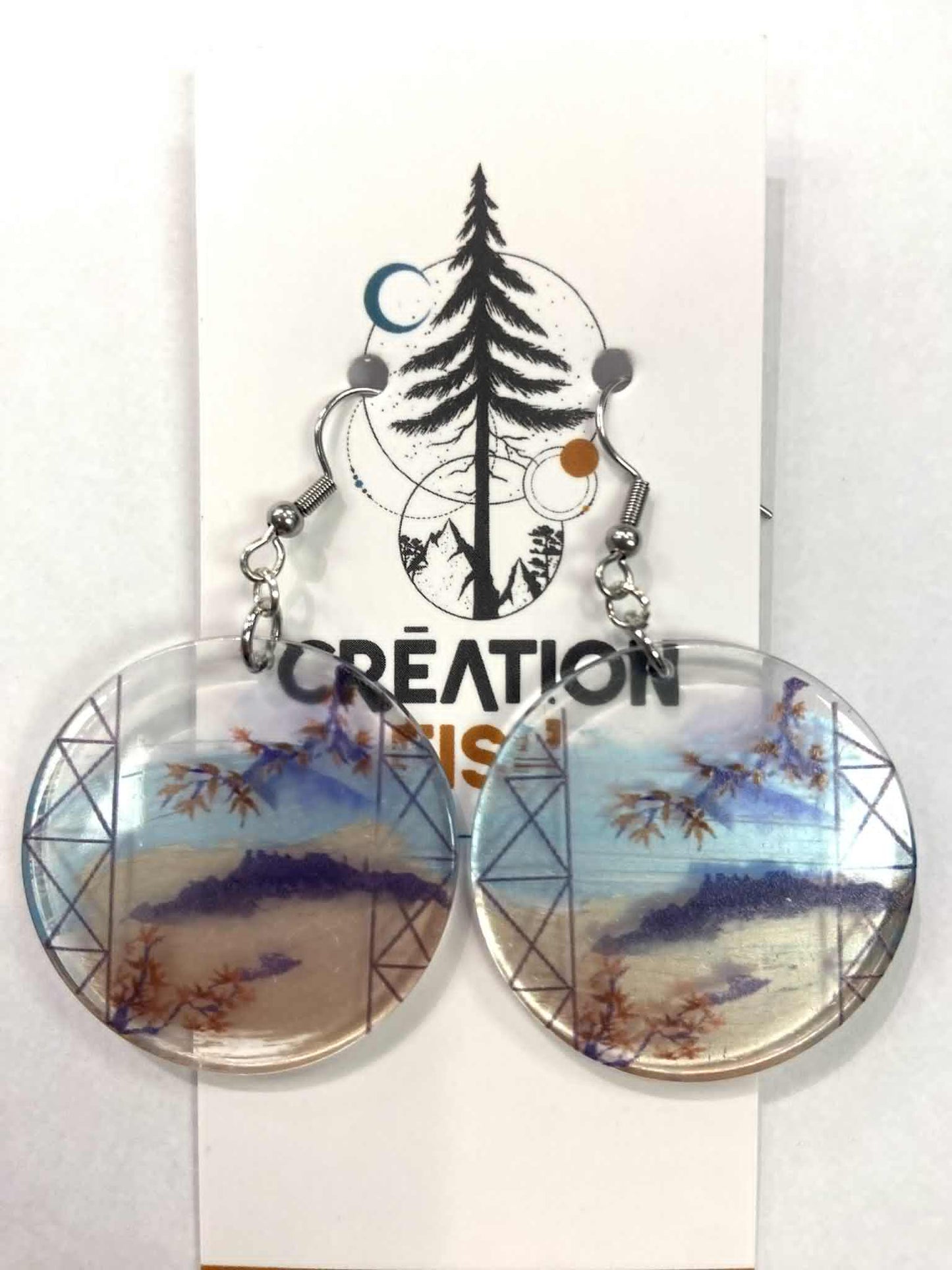 Boucles d'oreilles - Rond paysage -  Création Fish