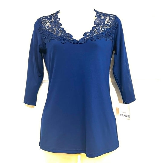 Haut Teri avec manches - Marine - Arianne