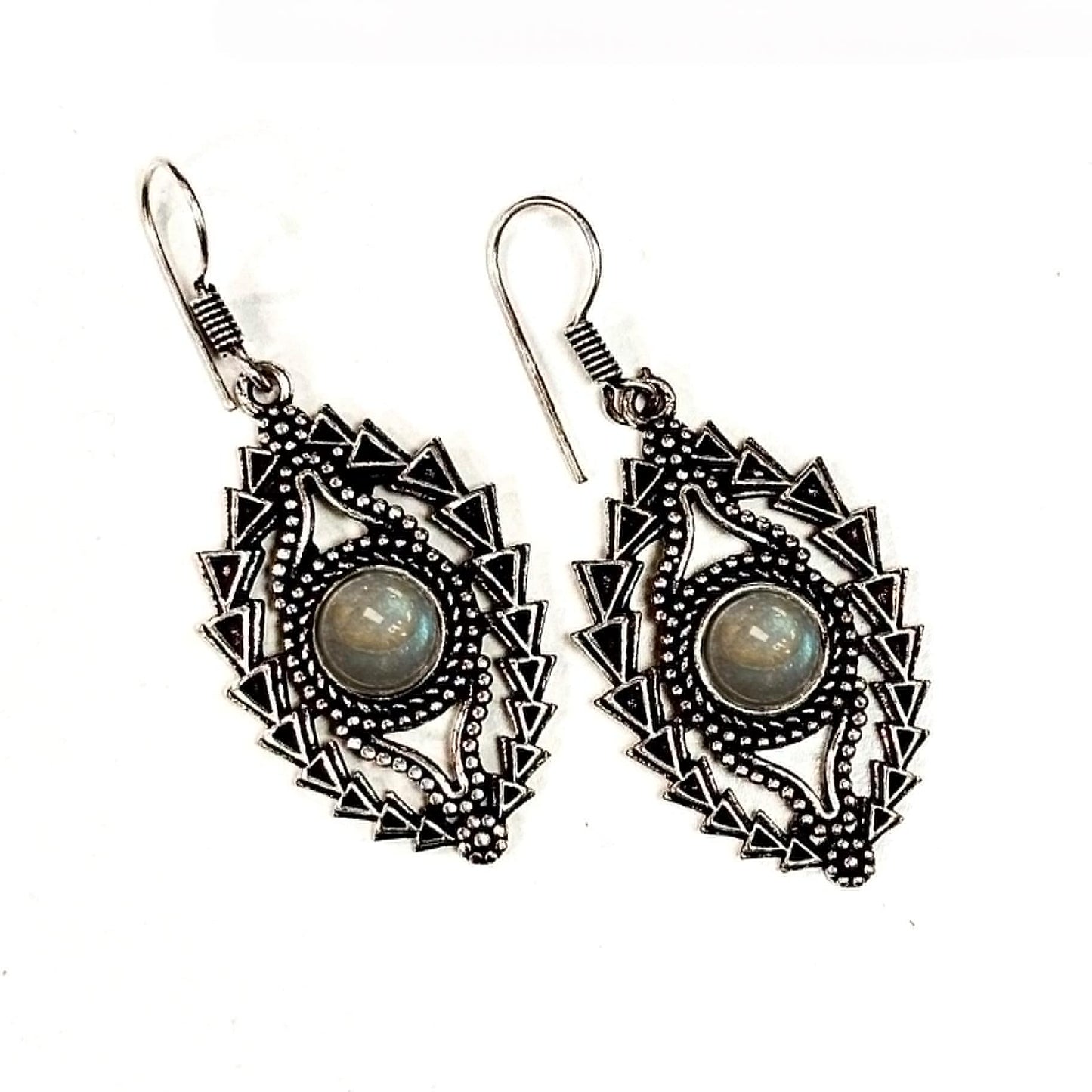 C18 Earrings - Blue Grey Marbled &amp; Silver