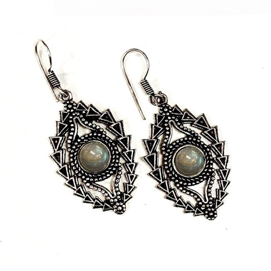 Boucles d'oreilles C18 - Bleu Gris Marbré & Argent