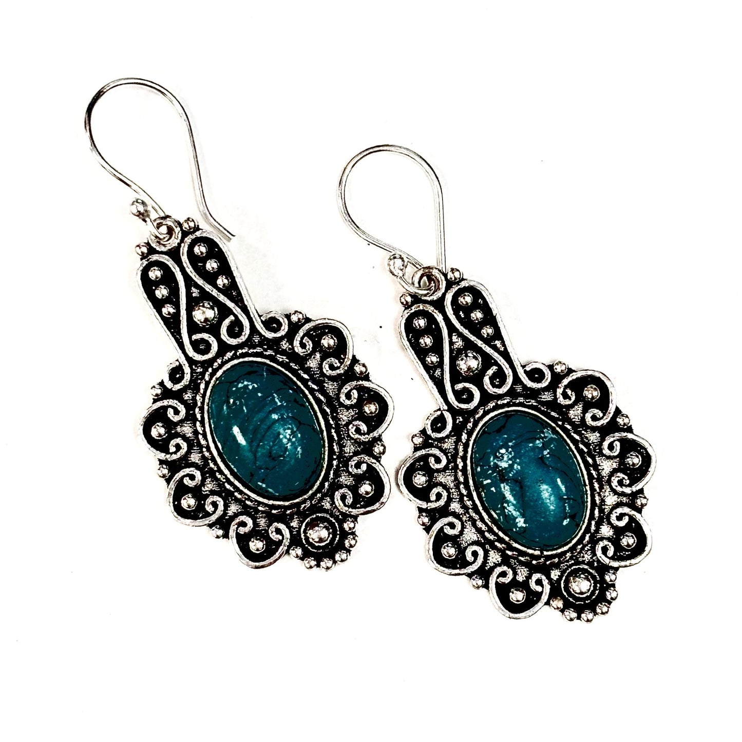 Boucles d'oreilles C14 - Turquoise & Argent
