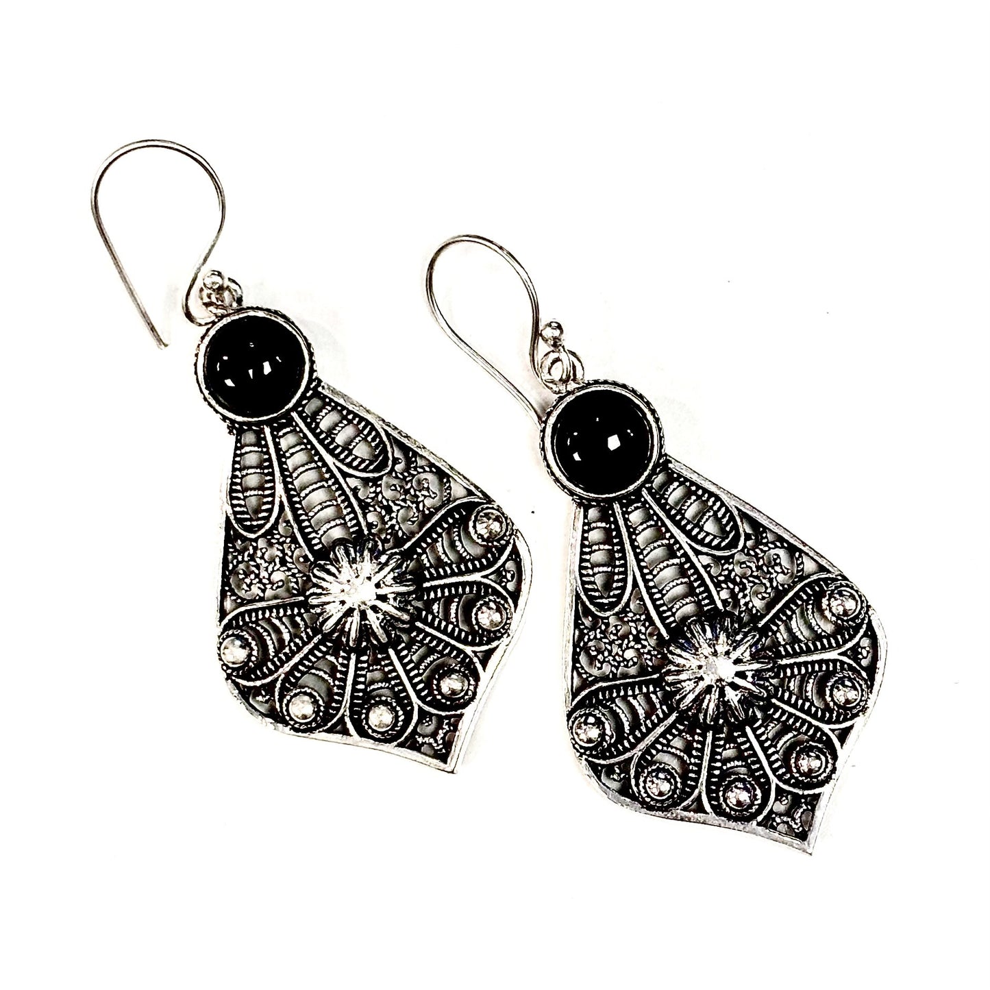 Boucles d'oreilles C8 - Noir & Argent