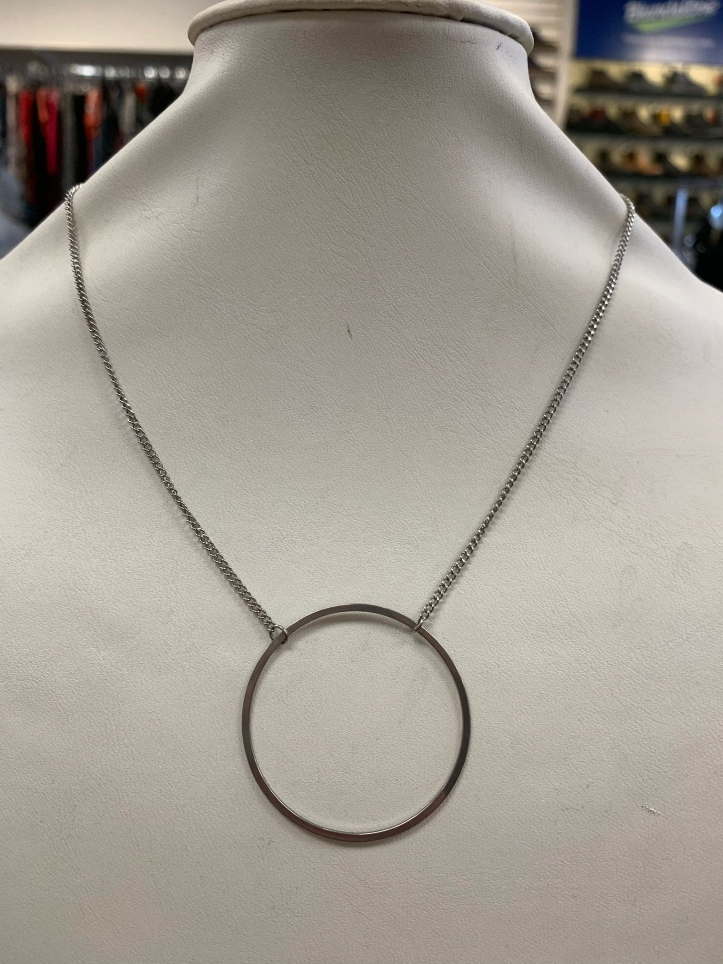 Collier Cercle Grand - Argent - Rouge Inox