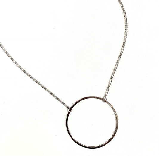 Collier Cercle Grand - Argent - Rouge Inox
