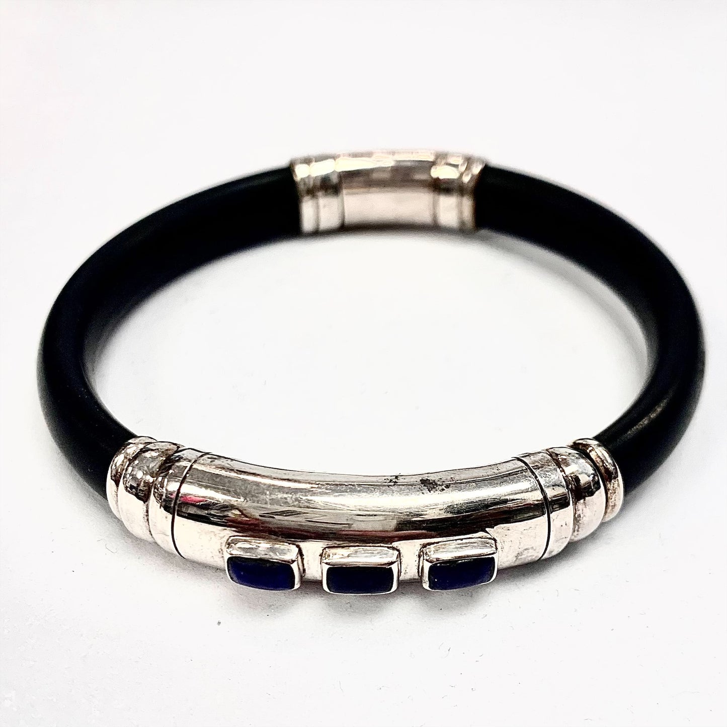 Bracelet - Silver and Black - Red Silver 9.25